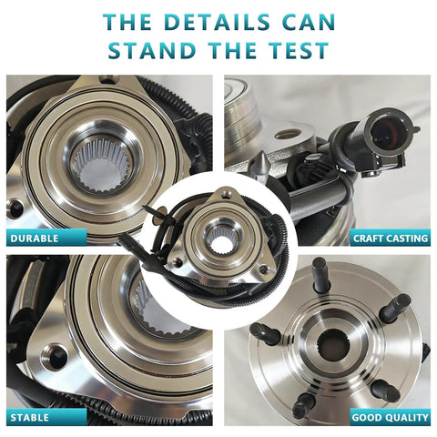 2 Pack Front Wheel Bearing Hub Assembly Direct Fit For Ford Explorer 2006-2010, Explorer Sport Trac 2007-2010, Mercury Mountaineer 2006-2010, 5 Lug Front Left And Right Hubs with ABS sensor detailing.