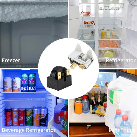 PTC Refrigerator Start Relay And Overload Protector Kit With 3 Pin 15 Ohm Starter And 1 4HP Overload for fridges and freezers