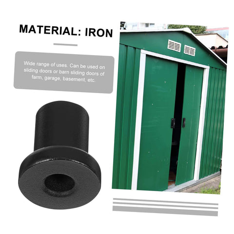 4 Pack Barn Door Track Spacers Built Tough With Sturdy Carbon Steel Connectors For Sliding Doors Easy To Install Wall Fixers Durable Track Spacer Kit For Stable Door Tracks And Smooth Operation; iron material close-up adjacent to green shed with sliding door