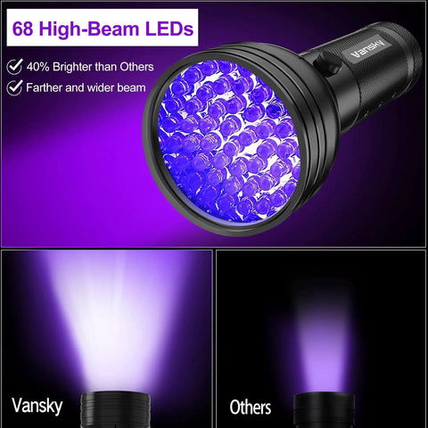 Automotive Air Conditioner Leak Detector Flashlight With 68 LED UV Dye Leak Kit and Protective Glasses for Quick Hassle Free Car AC Leak Locating