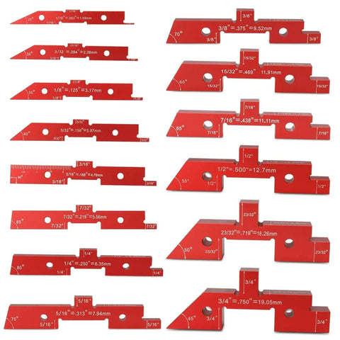 Table Setup Blocks for Woodworking, 14pc Aluminum Alloy Precision Bar Kit for Height, Depth, Angle, and Fence Alignment