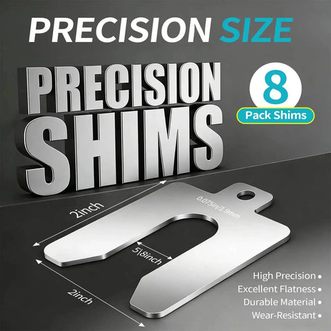 Stainless Steel Slotted Shim Kit 2 By 2 Inch, 80 Piece Leveling Shims Set shown with measurements and material highlights.