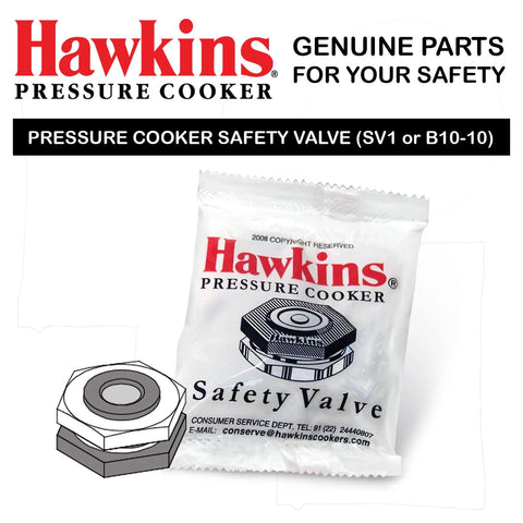 Hawkins aluminium safety valve for Hawkins pressure cookers, BP SV, 14 L, black, packaged