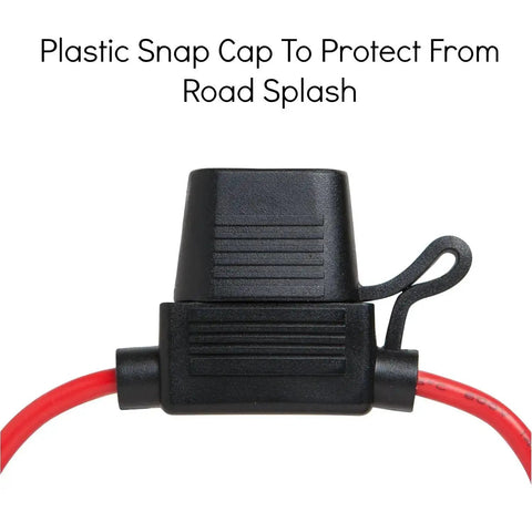 Close-up of an inline fuse holder with a plastic snap cap, part of the 120 Assorted ATC Fuses With 10 Inline Fuse Holders And Fuse Puller Tool.