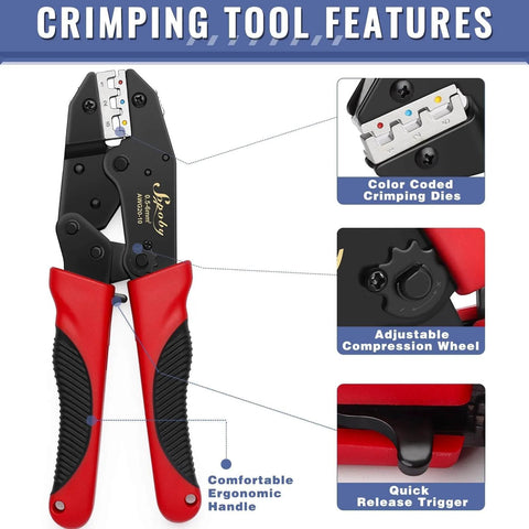 Pro Grade Crimping Tool For Heat Shrink Connectors Kit With 300 Marine Grade Heat Shrink Wire Connectors, features display