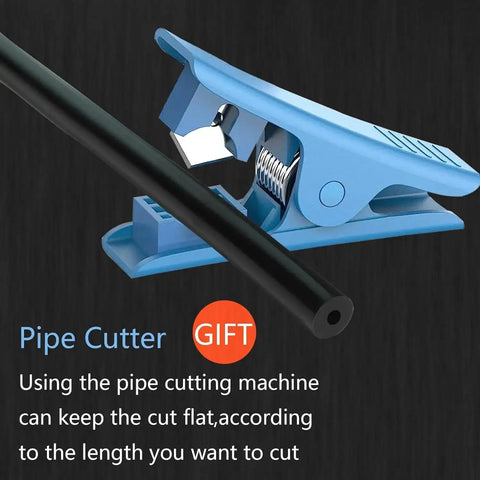Automotive Silicone Vacuum Hose Kit With 3Mm 4Mm 5Mm 6Mm 8Mm 10Mm Inner Diameters Six Black High Temp Silicone Hoses Five Feet Each 3Mm Wall Thickness Includes Tubing Cutter Ideal For Boost Lines And Engine Vacuum Systems with blue tubing cutter and black hose against dark background