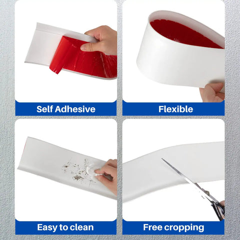 Self Adhesive Vinyl Wall Base Molding 4 Inch Wide 20 Feet White Peel And Stick Cove Base No Glue Needed Easy Install Durable Vinyl Trim COUKIU flexible and easy to clean with scissors for custom length
