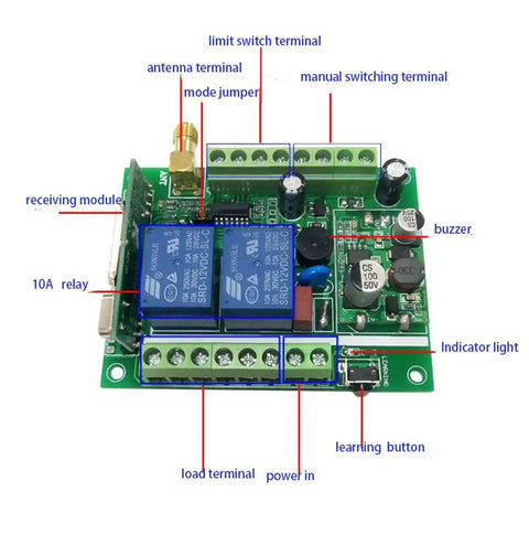 Universal Wireless Remote Control Switch For DC Motors And Linear Actuators 12V To 36V Compatible, circuit board components