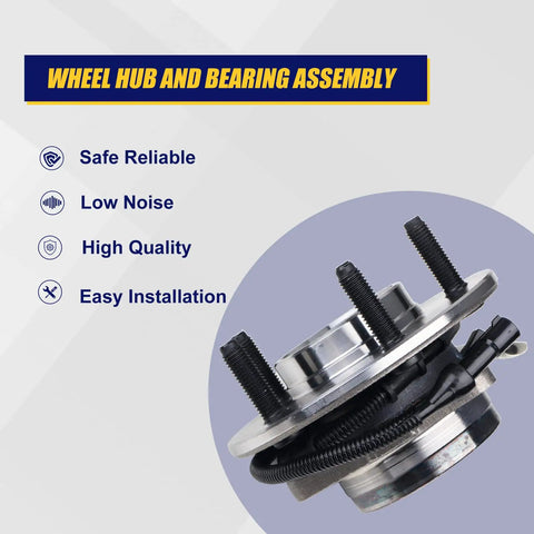 Front Wheel Bearing And Hub Assembly Fits Ford F150 2000 2001 2002 2003 2004 Front 4WD With 5 Lug Hub And ABS Ready Replacement Rugged Direct Fit