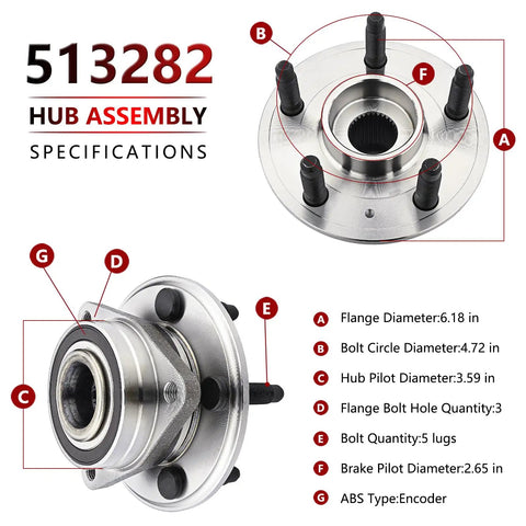 Front Or Rear Wheel Hub Bearing Assembly 513282 Fits Chevy Camaro 2010 2015 Impala 2018 2019 Cadillac CTS 2008 2014 specs view