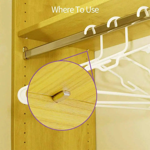 Six Styles Shelf Pins Set With 160 Pieces Nickel Plated Cabinet Pins For 5mm And 6mm Shelf Holes installed in a wooden cabinet.