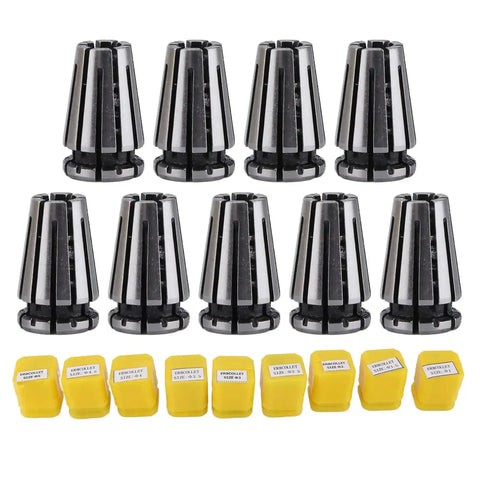 ER8 Collet Chuck Set 9 Piece for CNC Engraving Machines and Milling Lathes Pro Grade Tool Holder Kit with collets and cases