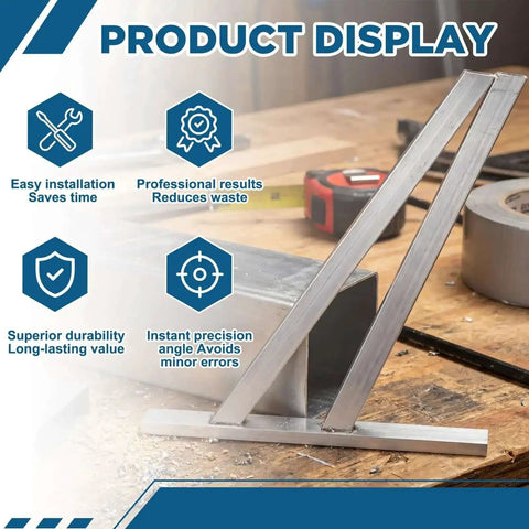 Beefy Heavy Duty Aluminum Square Duct Angle Cutting Guide With 15 Degree And 22.5 Degree Settings for precise HVAC cuts shown in workshop