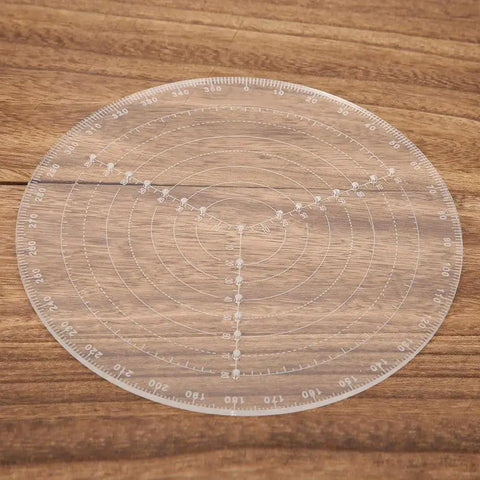 Round Center Finder Compass 7.87 Inch Transparent Acrylic Wood Turning Tool for lathe parts on wooden surface