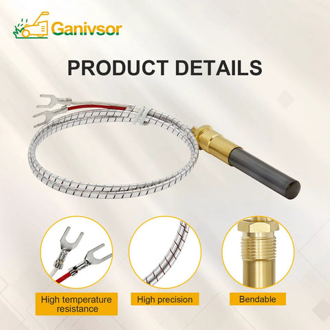Ganivsor 24-inch aluminum thermopile with braided metal sheath and brass compression fitting