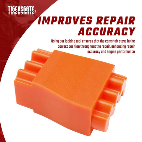 Front view of orange TIGERSGATE double-headed cam/crank shaft locking tool for Harley Twin Cam/Milwaukee-8 engines
