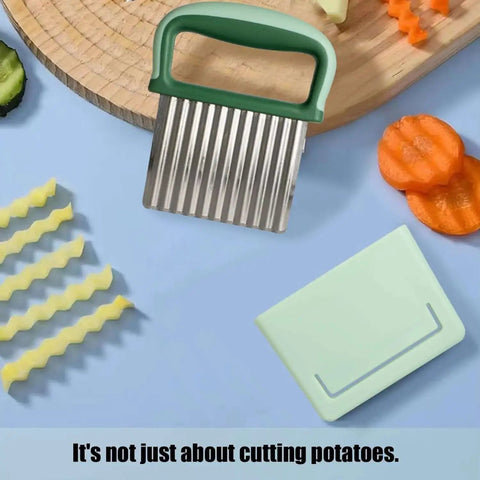 Crinkle Cutter For Veggies And Potatoes With Protective Case And Handle Stainless Steel Wave Cutter For Carrot Slicer.