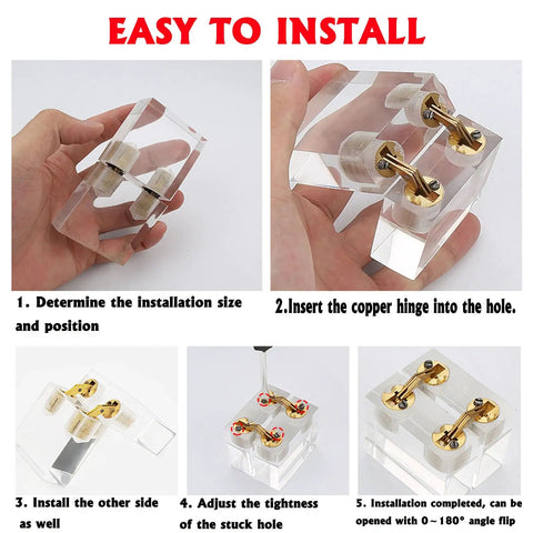 Installation of Hidden Brass Barrel Hinges 8mm 180 Degree Concealed Hinge Set For Furniture And Jewelry Box DIY Hand Craft