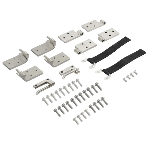 Ford Bronco Door Hinges Kit Left And Right For 1966-1977, Galvanized Silver Finish, 304 Stainless Steel, full set displayed