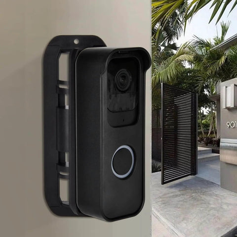 Adjustable Angle Mounting Bracket For Video Doorbell 2021 Black shown installed at entryway on wall, not including camera.