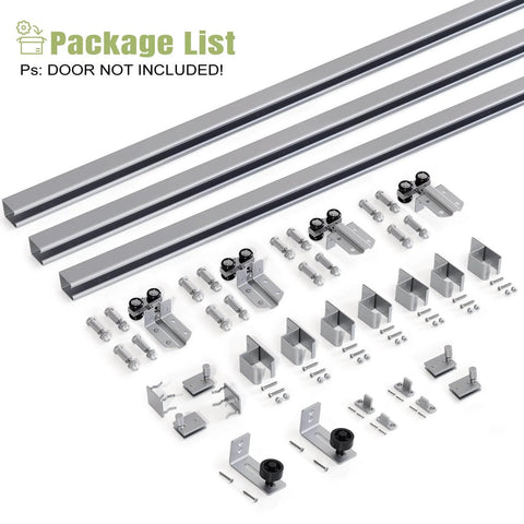 Exterior Sliding Barn Door Hardware Kit With Box Rail Track Supports Up To 450 Pound Capacity Built Tough Weather Resistant Steel