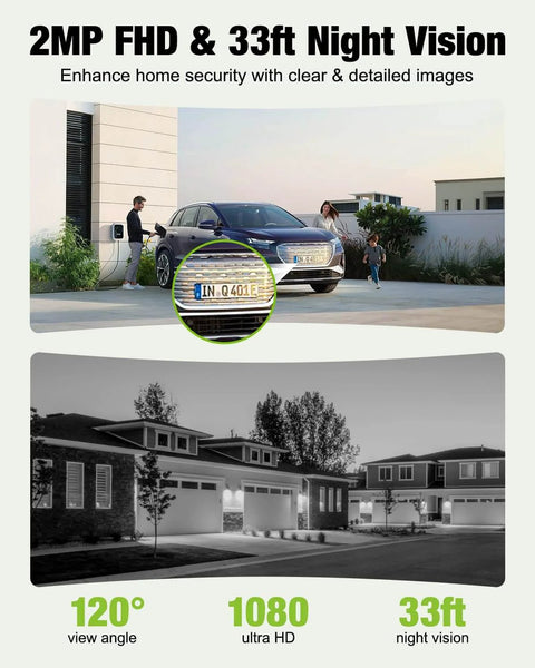 Wireless Video Doorbell With Chime 1080P HD Two Way Talk Night Vision Human Detection viewing driveway and homes in day and night mode