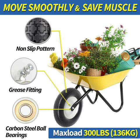 16 Inch Flat Free Solid Tire And Wheel For Garden Carts Wheelbarrows And Lawn Mowers Tire Size 4.80 4.00 8 features