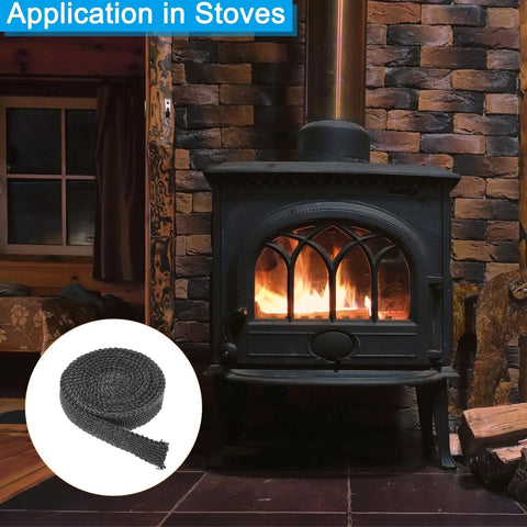 PATIKIL wood stove gasket rope, 1in x 1/8in x 73in, flat graphite fiberglass seal, black