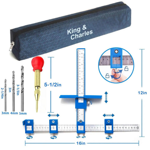Cabinet Hardware Jig Kit With Auto Center Punch And Hole Punch Fast Setup For Handles Knobs Pulls On Drawers And Doors
