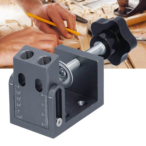 52 Pcs Oblique Pocket Hole Jig Kit With 15 Degree Adjustable Drilling Locator, aluminum woodworking tool with clamp in use