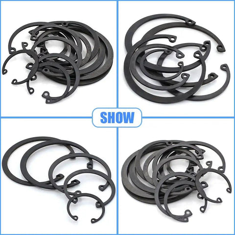 Internal Circlips Snap Ring Assortment Kit, 150 Pieces in 15 Sizes, Pro Grade Heavy Duty Alloy Steel Retaining Rings