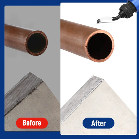 Pro Grade Deburring Tool Kit From WORKPRO With 11 High Speed Steel Swivel Blades And 360 Degree Rotary Head Before and After Use