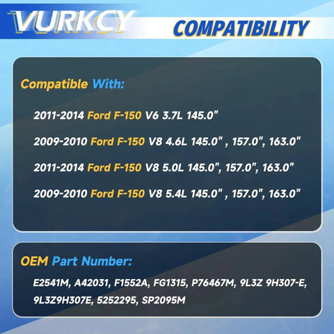 Compatibility and OEM Part Number chart for Electric Fuel Pump Module Assembly For Ford F150 2009 2014