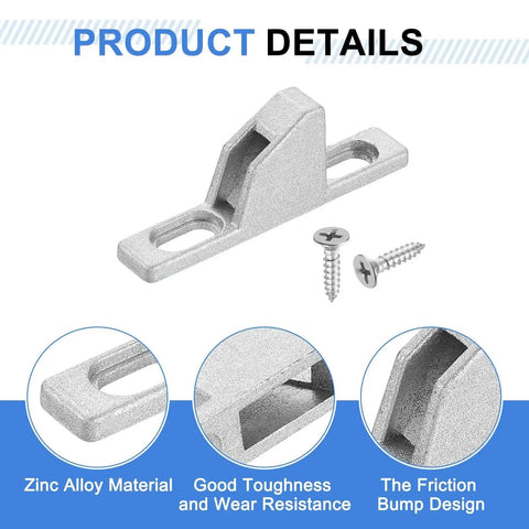 Two Piece Sliding Door Keepers Set In Zinc Alloy For Glass Patio Doors With Mounting Screws