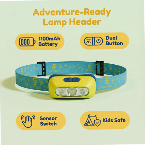 Kid Friendly Motion Sensor Headlamp And Rechargeable Camping Lantern Set with Hands Free Wave Control, 1100mAh battery, green