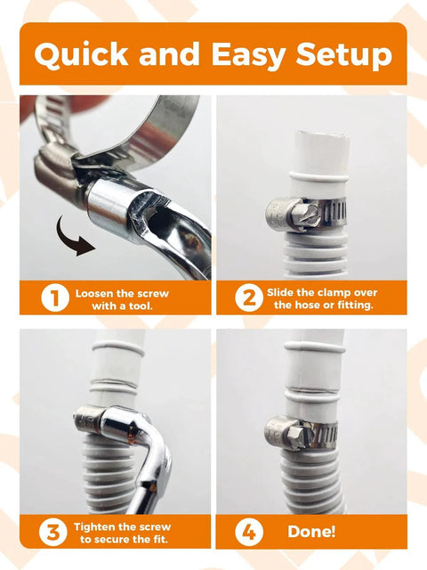 Step-by-step guide installing 200 Piece Hose Clamp Kit Assortment In Heavy Duty 304 Stainless Steel Worm Gear Clamps One Quarter To Two Inches Range Eight Size Automotive Fuel Line Radiator Coolant Hose Clamp Set Ideal For Automotive Repairs And DIY Projects.
