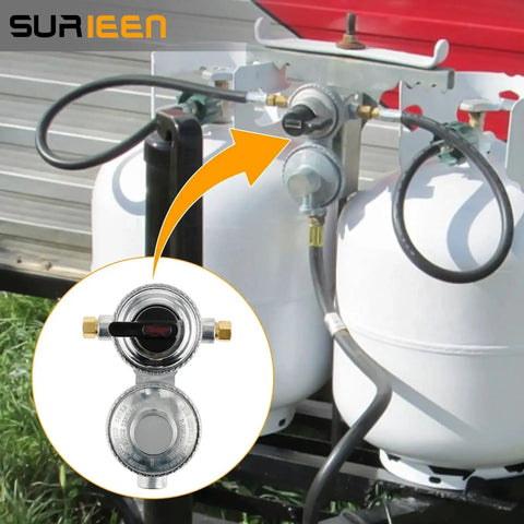 Two Stage Auto Changeover Propane Regulator For RVs Campers And Trailers Keeps Gas Pressure Steady Across Two Tanks installed on RV