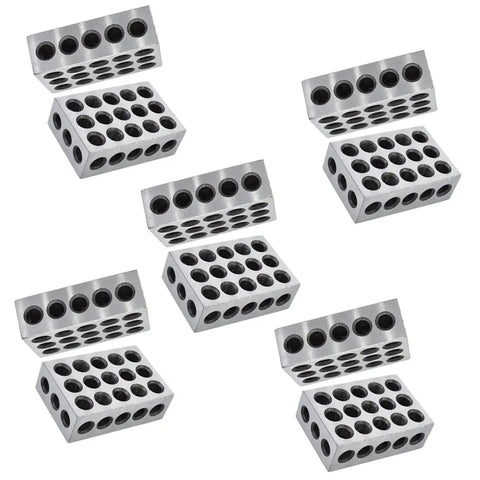 Image of Precision 5 Matched Pair 1 2 3 Blocks With 23 Holes 0.0002 Inch Accuracy Pro Grade Machinist Hardened Steel RC 55 62 Jig
