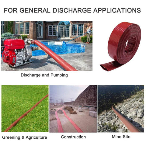 Eastrans pool backwash hose, 2 in x 50 ft, red extra heavy-duty discharge hose for high-pressure use