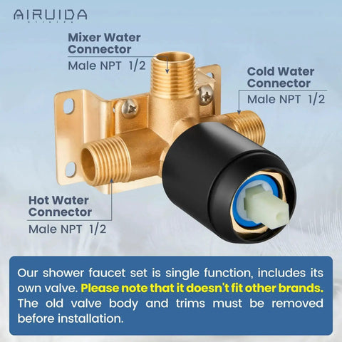 Matte Black 8 Inch Rain Shower System With SUS304 Stainless Steel Shower Head And Single Handle With Male Threads Rough In Valve Brass Mixer Wall Mount Trim Kit Easy Install Shower Faucet Set Built To Last featuring brass valve connectors