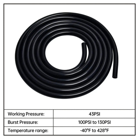 Silicone Vacuum Tubing Hose For Car Buffs And DIYers One Quarter Inch ID 6mm Black 10 Ft Long FDA Food Grade coiled view