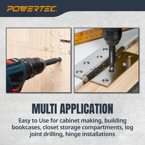 Pro Grade Shelf Pin Jig Kit With 1/4 Inch Self Centering Drill Bit drilling holes in wood for cabinets and shelving