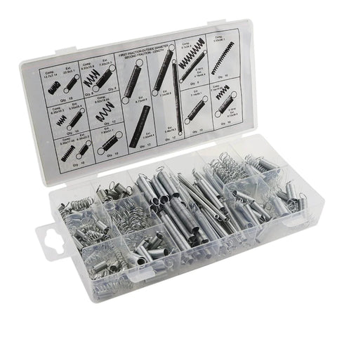 Heavy Duty Steel Wire Extension Spring Replacement Kit, 200 Piece Spring Assortment With Zinc Plated Coils in plastic case
