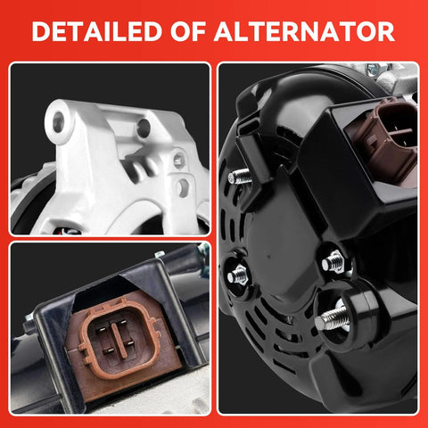 Heavy Duty Alternator Replacement for Honda and Acura Vehicles detailing plug, bolt and casing of the alternator part
