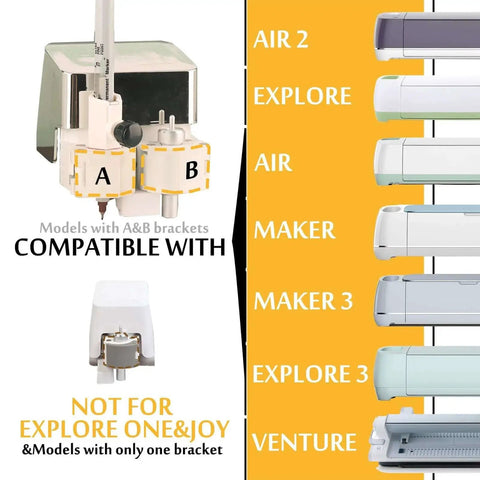 Universal Pen Adapter For Maker 4 3 Explore 4 3 Air 2 Air Maker Explore Cutting Machines That Fits All Pens Markers And Stylus Tools Under 0.5 Inch Diameter Tested With 100 Plus Pens For Smooth Drawing By CRAVERLAND, showing compatibility and ineligibility chart.