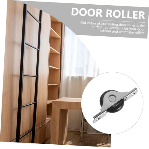 4 Pieces Sliding Door Wheel Pulley Track Roller Set For Wardrobe And Cabinet Doors with heavy-duty steel and nylon hardware.