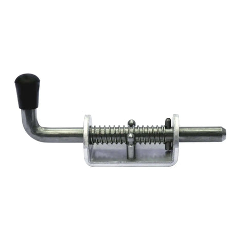 Heavy Duty Aluminum Barrel Bolt Lock With Spring Loaded Latch, 6.5 Inch Long Bolt, 0.5 Inch Rod, side view