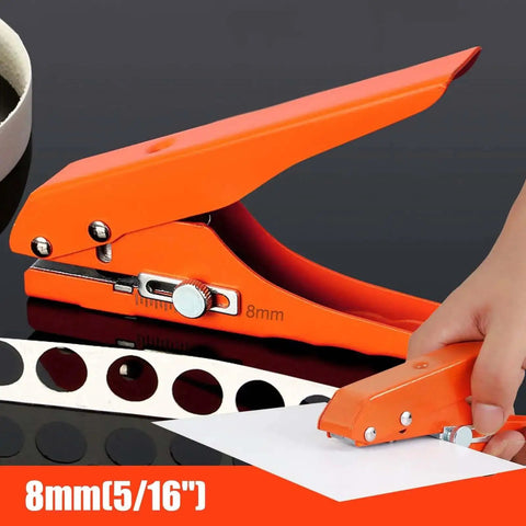 Handheld Single Hole Puncher For Paper And PVC, Heavy Duty Edge Banding Punching Tool With Limiter, 5/16 Inch Punch, zinc alloy body