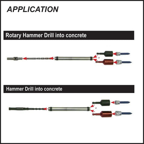 SL 250 Sleeve One Drill Installation Tool Designed For Concrete And Wood Quick Connect Sleeve application with rotary and hammer drill into concrete.