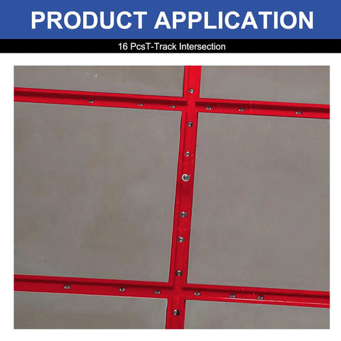 Pro Grade T Track Intersection Kit for Woodworking with Screws, Universal Double Cut Jig Profile T Tracks Red Finish installed